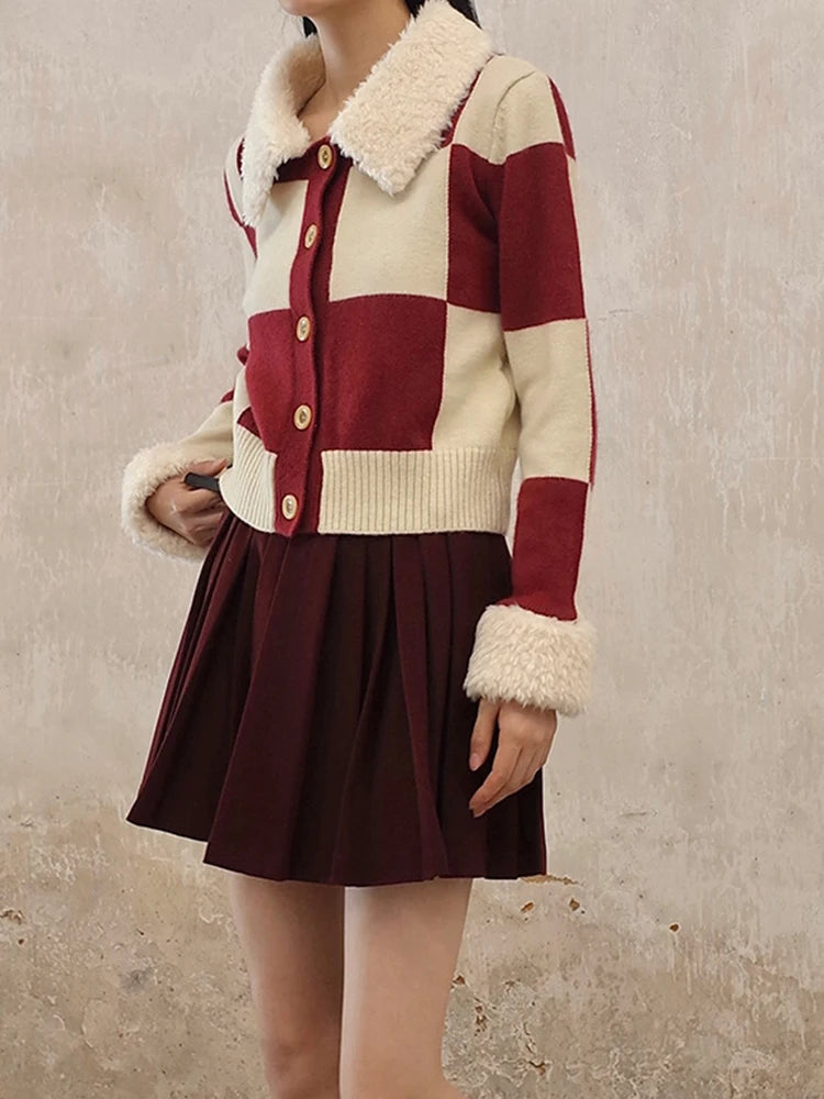 Fur Car Stripe Fur Coat For Women's Winter Lapel High-End Short Double-Sided Woolen Fashion Cardigan Thick Top Short
