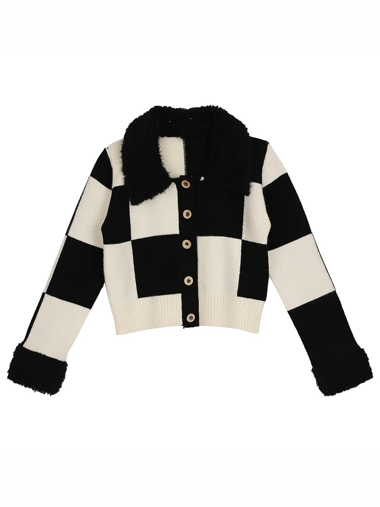 Fur Car Stripe Fur Coat For Women's Winter Lapel High-End Short Double-Sided Woolen Fashion Cardigan Thick Top Short